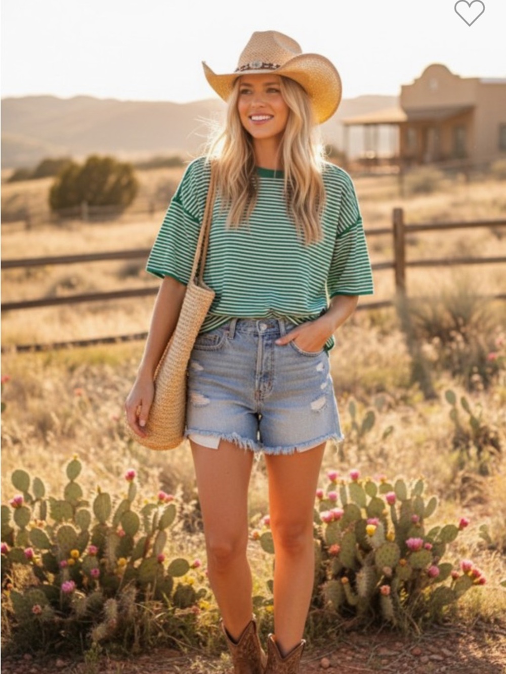 188. Striped oversized boxy short sleeve top green white